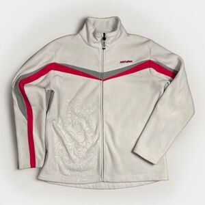 BRP Canada Ski-Doo Fleece‎ Full Zip Jacket Women's Large Gray Floral Embossed